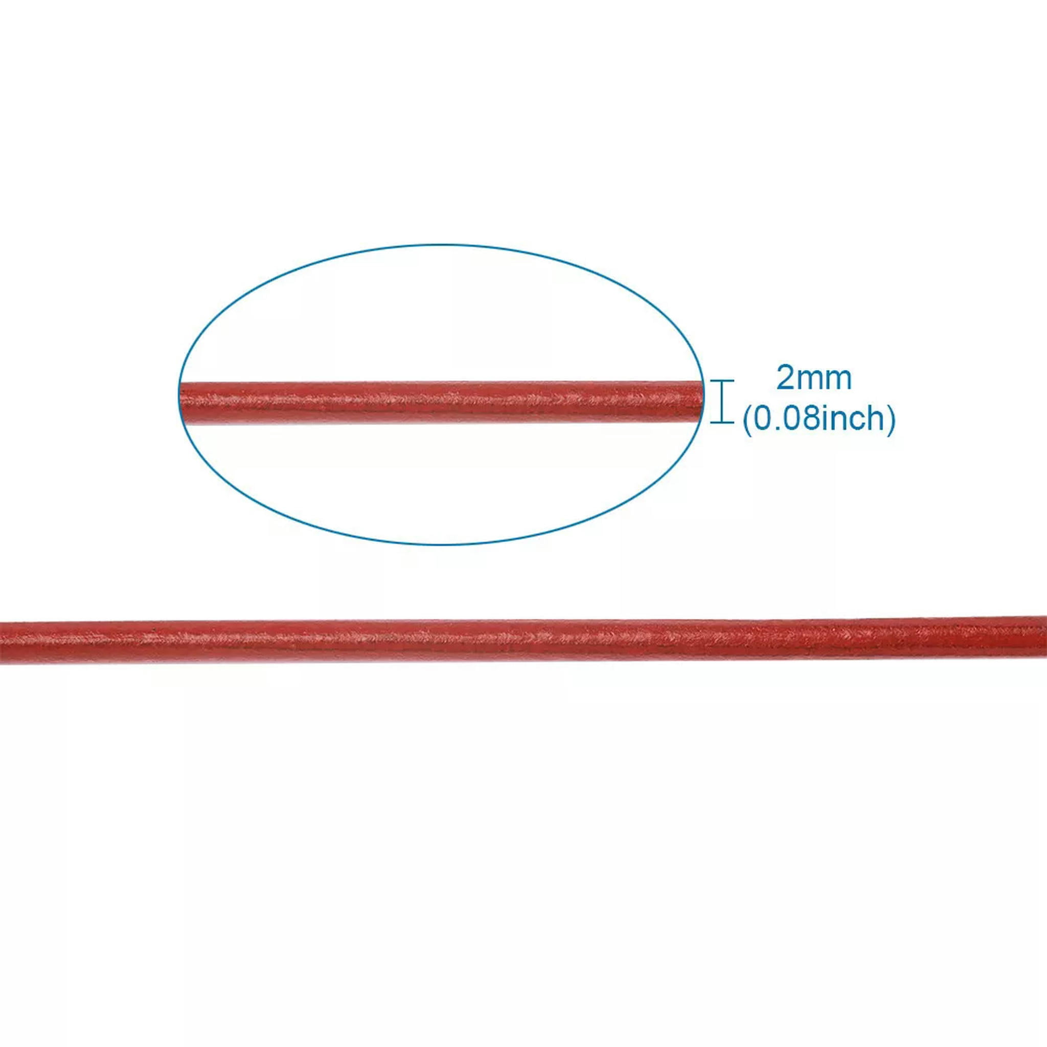 U8MO 109 yds Red Round Cowhide Leather String Cord Jewelry Bracelet Cord Thread 2mm
