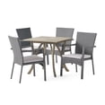 thumbnail image 4 of Christopher Knight Home Ferris Acacia Wood and Wicker 5-piece Dining Set by  Gray, 4 of 5