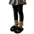 thumbnail image 1 of Girls Ribbed Knit Leggings Winter Lined Tights With Vertical Stripes Panel Design For Cold Weather Outdoor Play Leather Pants Girls Size 8 Athletic Clothes Dance Pants Satin Black 2-3Y, 1 of 7