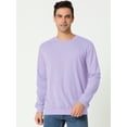 thumbnail image 3 of Sudadera de cuello redondo de color sólido de manga larga de ajuste regular básico informal para hombre Púrpura XL, 3 of 6