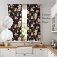 thumbnail image 2 of Floral Vines Sheer Curtains 72 Inch Length 2 Panels Set, Rustic Pink Flowers Leaves Botanical Black Voile Window Treatment Rod Pocket Curtains Sheers Drapes for Bedroom/Living Room/Kitchen 52"x72"x2, 2 of 8