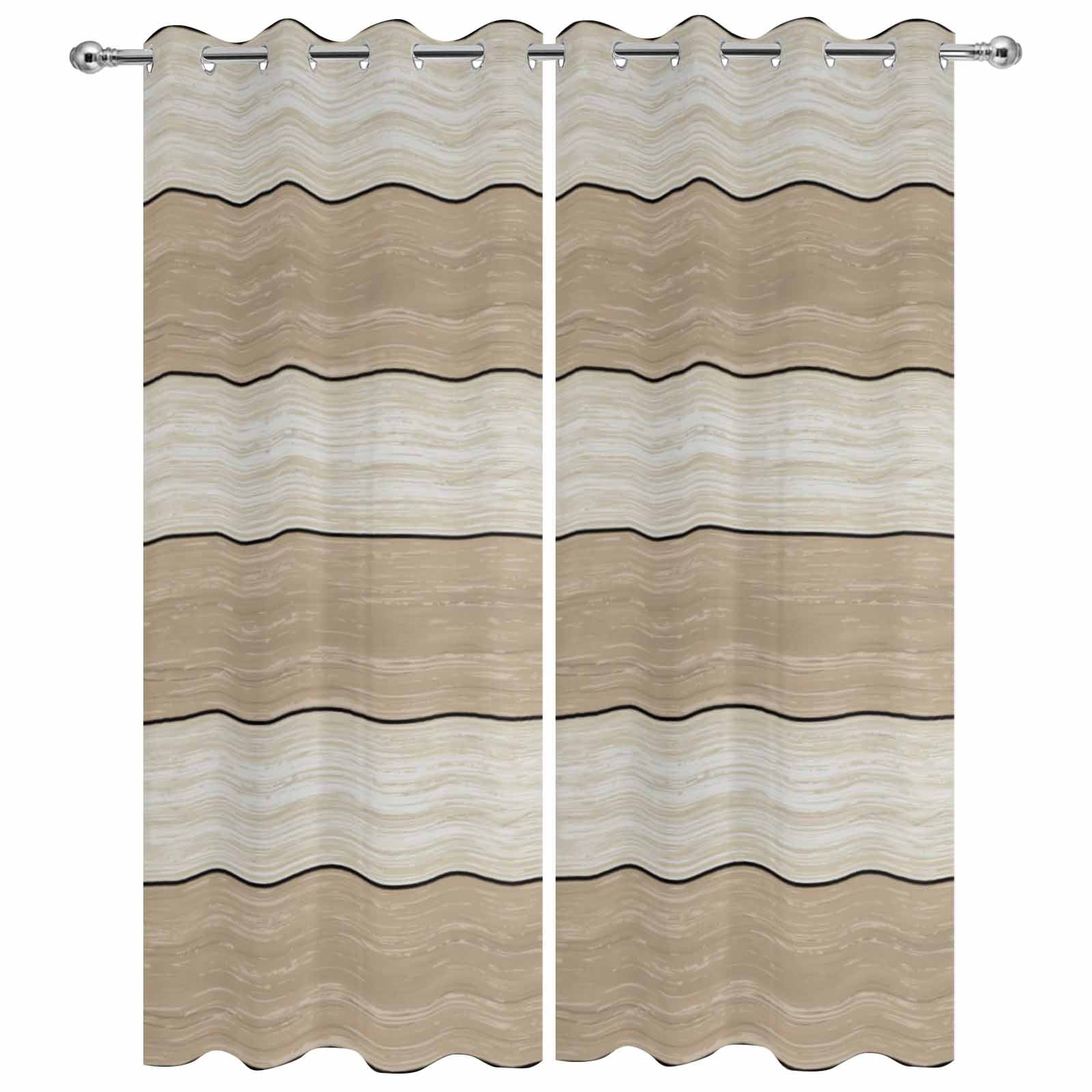 Outdoor Curtains for Patio Waterproof, Brown Ombre Wooden Windproof Pravicy Outside Porch Blackout Curtain, Farmhouse Retro Khaki Wood Sun Blocking Grommets Curtains for Cabana 2 Panels 54"x84"