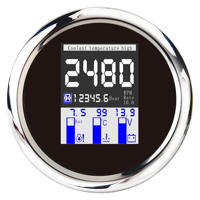 85mm TFT Screen Multi-Functional Gauge Digital Meter GPS Speedometer Water Temp Fuel Level Sensor Oil Pressure 0-10Bar Alarm