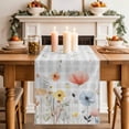 thumbnail image 2 of Table Runner 90 Inches Long for Kitchen Dining, Botanical Wildflowers Dresser Scarf Farmhouse, Dining Table Decorations for Wedding/Parties, Spring Farmhouse Floral Grey Plaid 13 x 90 In, 2 of 8
