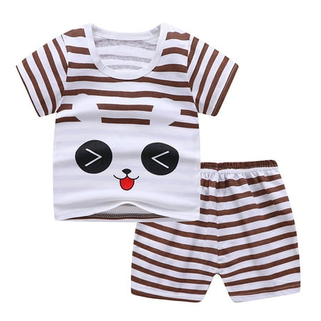 

Fesfesfes Toddler Boys Cartoon Print Pattern Short Sleeve Clothes Summer Two-piece Sute