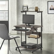Espresso Finish Mobile Computer Tower with Multiple Shelves