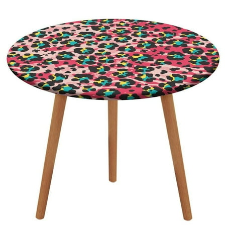 

Bybiment Round Fitted Tablecloth with Elastic Edge Colorful Leopard Skin Wallpaper Decorative Tablecloth Table Cover 39 Inch