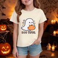 thumbnail image 2 of Pandaie Halloween Clothes for Teen Girls Simple Pattern Short Sleeve Shirts Tops Toddler Kid Boys Basic Festival Wear Beige,2-3 Years, 2 of 6