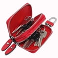 thumbnail image 3 of Key Fob Case Genuine Leather, Double Zipper Car Key Holder & Key Wallet with Keychain, Key Pouch for Purse Gift, 3 of 5
