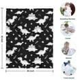 thumbnail image 4 of Black Dinosaurs Leaves Stars Pattern Blanket,Comfortable Soft Flannel Throw Blanket,All Season,Warm Lightweight Blankets for Sofa Bed Couch Living Room Chair,30"x40", 4 of 4