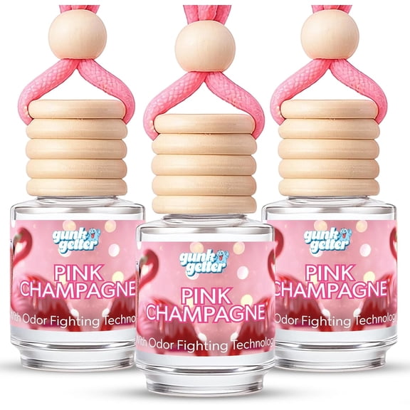 Gunk Getter Hanging Air Freshener Car Diffusers - Long Lasting Scent, Odor Eliminator, Home Essentials, Fresh car fragrance diffuser - 3 Pack- Pink Champagne