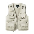 thumbnail image 3 of Men's Sleeveless Vest Multi Pocket Quick Dry Nylon V-Neck Workwear Photography Mountaineering Journalist Outdoor Casual Utility Fishing Hiking Travel | Zenithor,White 3XL, 3 of 9