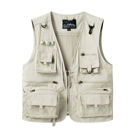 Guluxicc Men's Vest Fishing Jackets with Multi Pocket Full Zipper Sleeveless Cargo Jackets for Outdoor Hiking Wear Fall Winter Casual Jackets