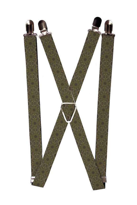 Floral Scroll Large Diamond Pattern Suspenders