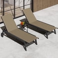 thumbnail image 1 of EDTara Ensemble de 3 Chaises Longues d'Extérieur, Comprend 2 Chaises Longues de Patio en Textile avec Roues et Table d'Appoint, Dossier Réglable à 5 Niveaux pour Cour, Pelouse, Véranda, Jardin et Piscine, 1 of 6