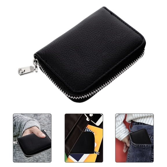 Raindrops 1Pc Wallet Pouch Black Genuine Simple Design Coin Storage for Parties