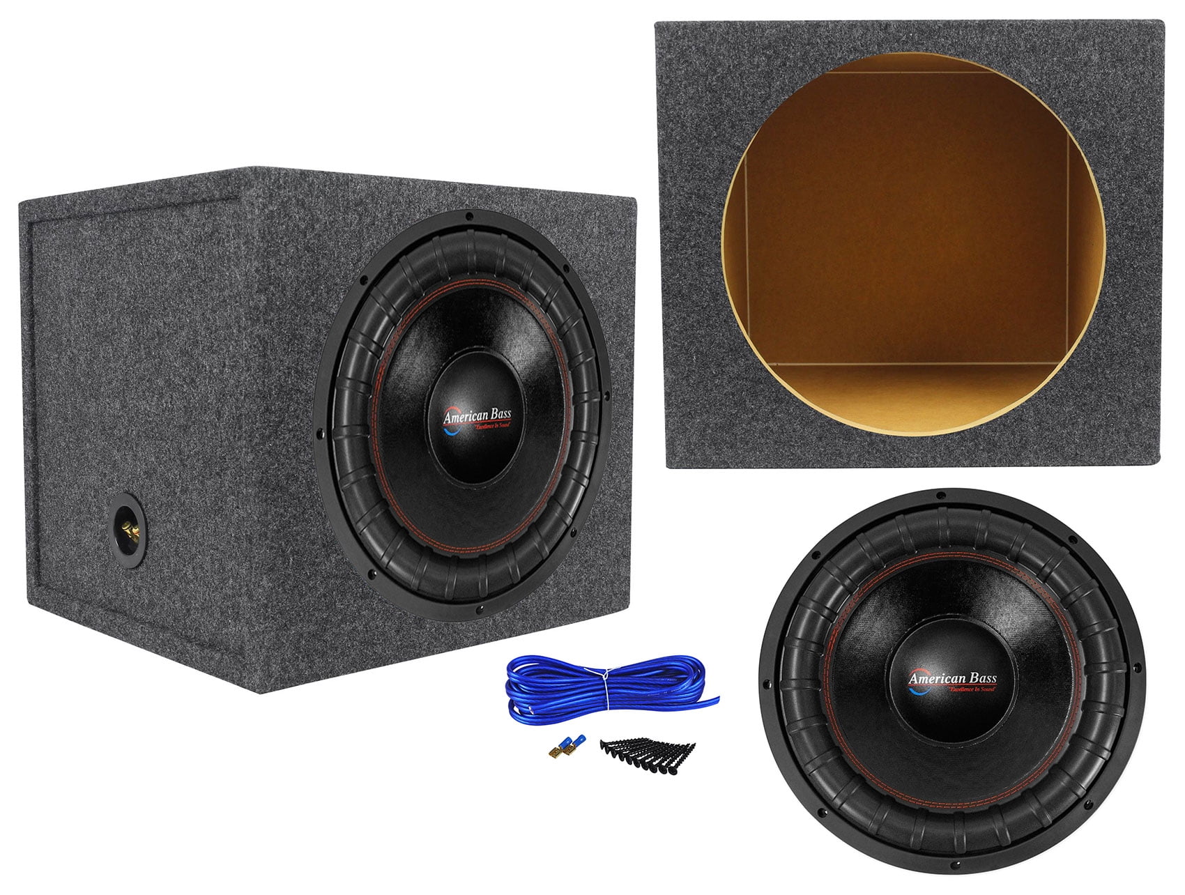 American Bass XFL-1544 2000w 15" Competition Subwoofer+Sealed Sub Box Enclosure