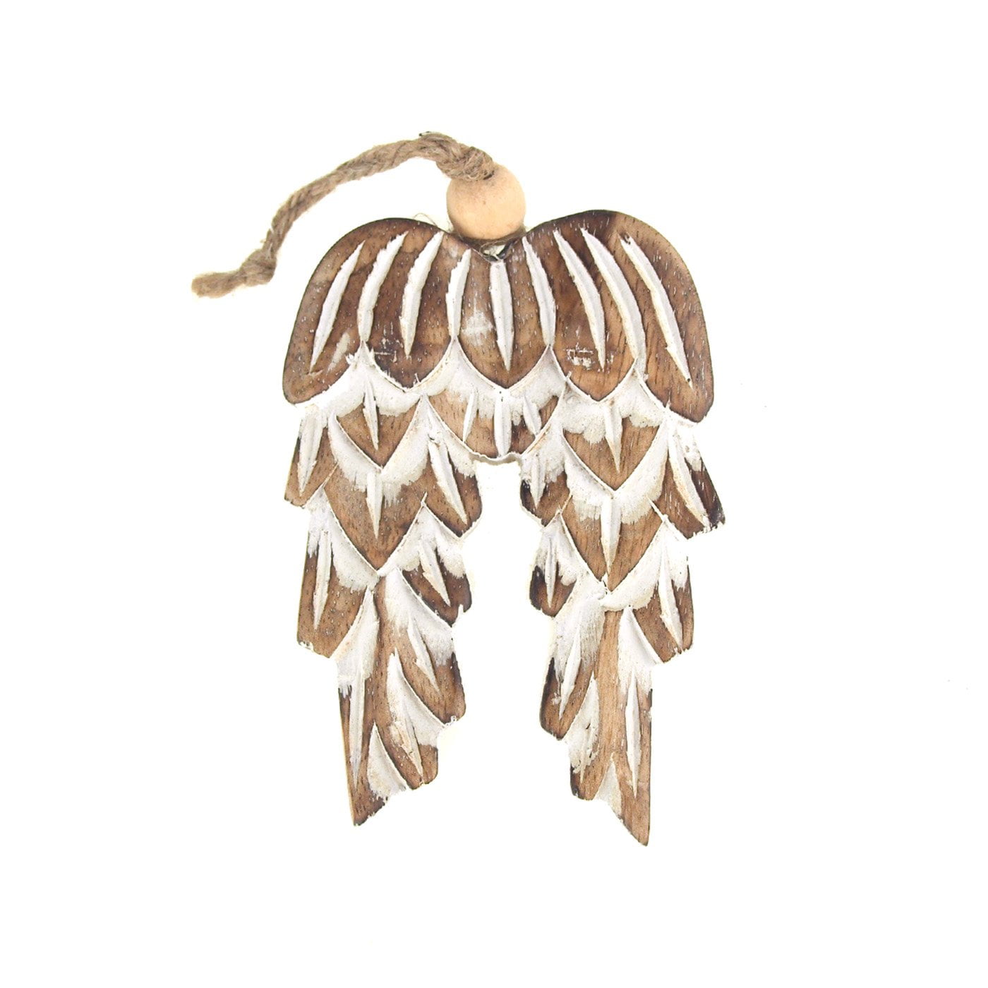 Wooden Angel Wing Christmas Ornament, Natural, 41/2Inch