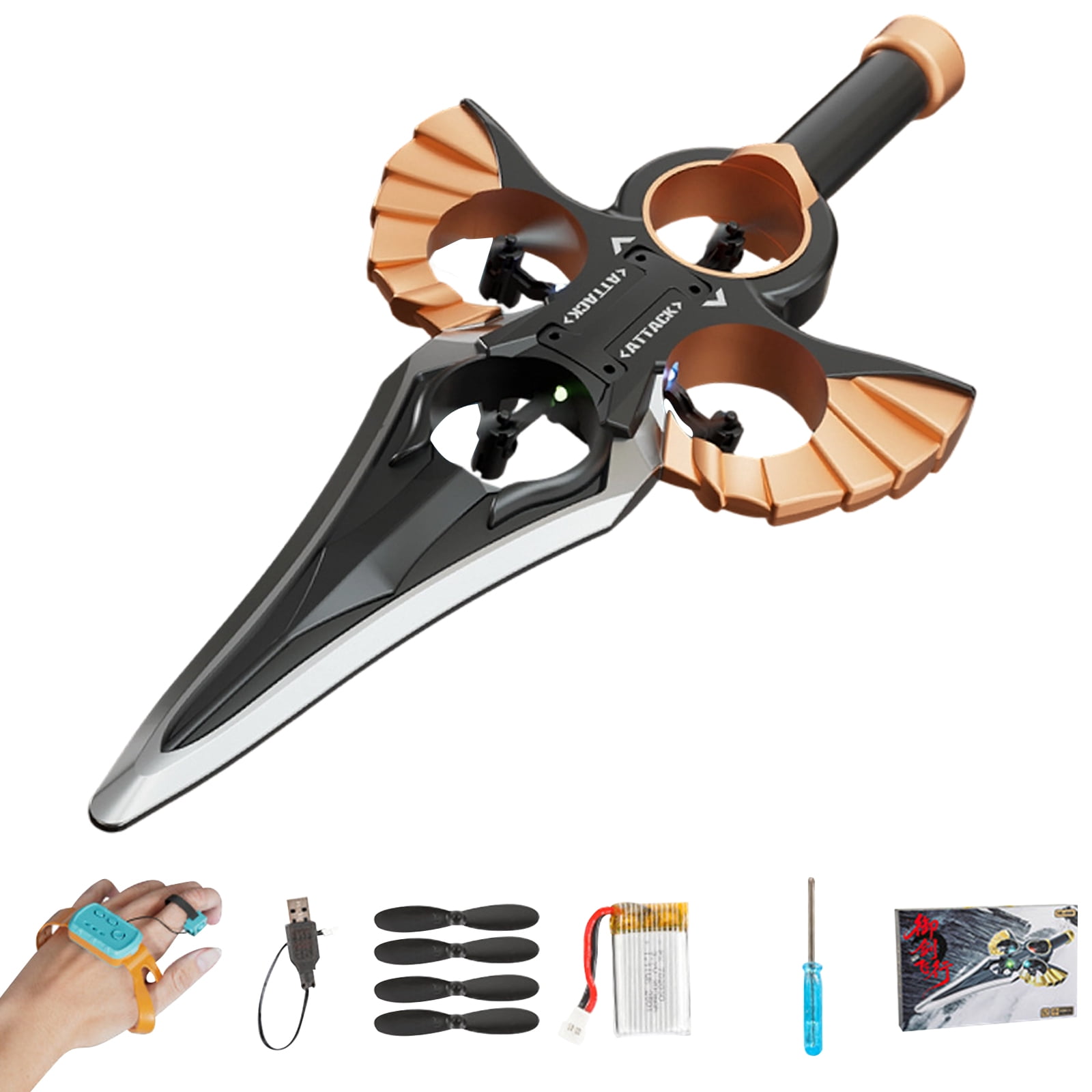 Remote Control Flying Sword Drone, 2.4G RC Airplane Stunt with 360° Flip & LED Lights, Durable EPP Foam, Easy One-Key Operation for Beginners