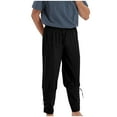 thumbnail image 4 of CHEEREAM Men's Ankle Banded Cuff Renaissance Pants Medieval Viking Navigator Trousers Pirate Cosplay Costume with Drawstrings Black XXL, 4 of 7