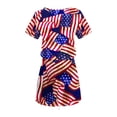 thumbnail image 5 of safuny Women's Trendy Mini Dress with Pocket Stripe Print Short Sleeve V Neck Dress Drawstring Leisure Comfy Retro Holiday Clothing Fashion Summer Clearance Red XL, 5 of 5
