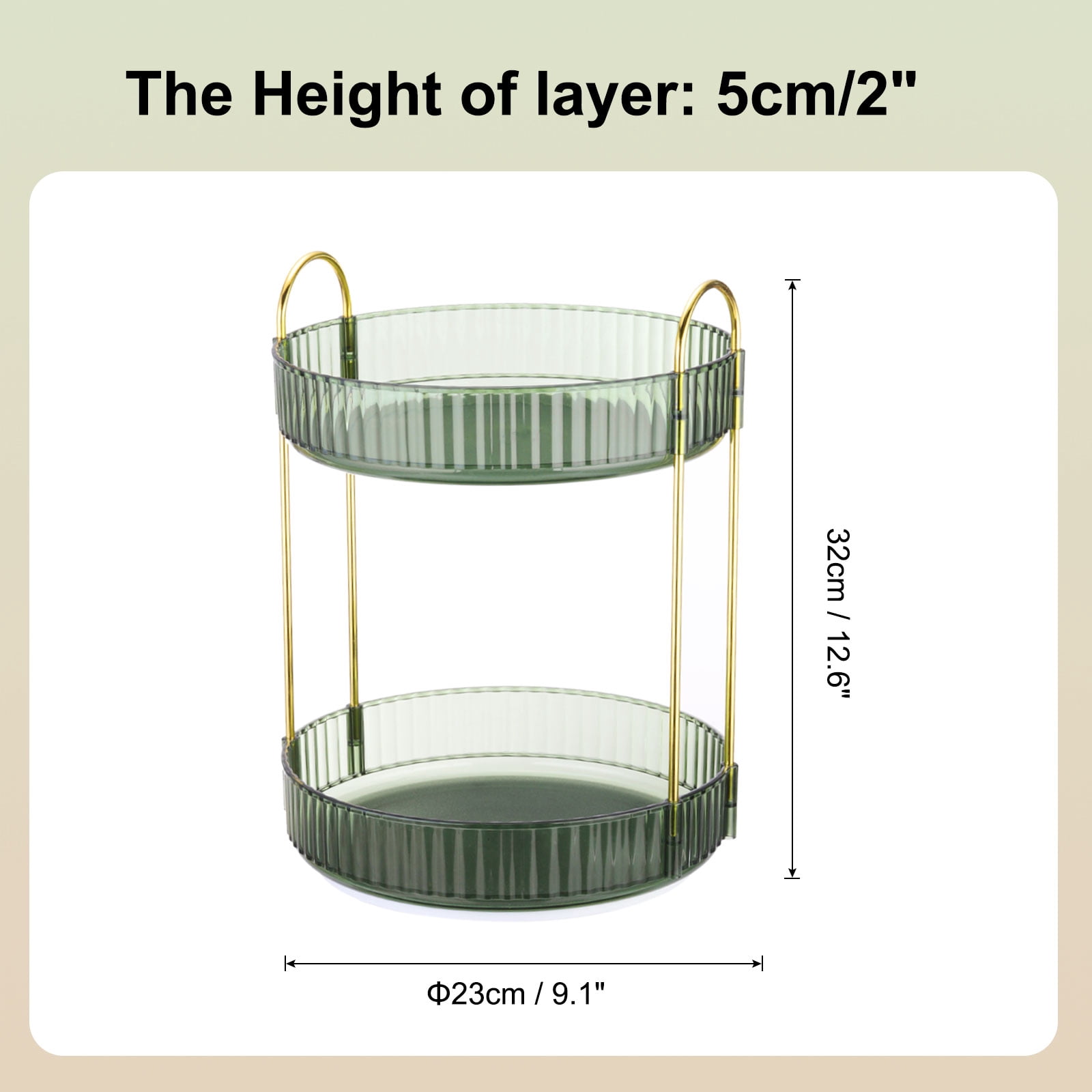 Unique Bargains 3 Layer Rotating Makeup Round Skincare Countertop Perfume Organizer Green