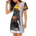 thumbnail image 2 of Fotbe Dachshund Sitting in Bathtub Bata de Dormir para Mujer con Estampado, Camisón de Algodón de Manga Corta, Ropa de Dormir Casual, 2 of 6
