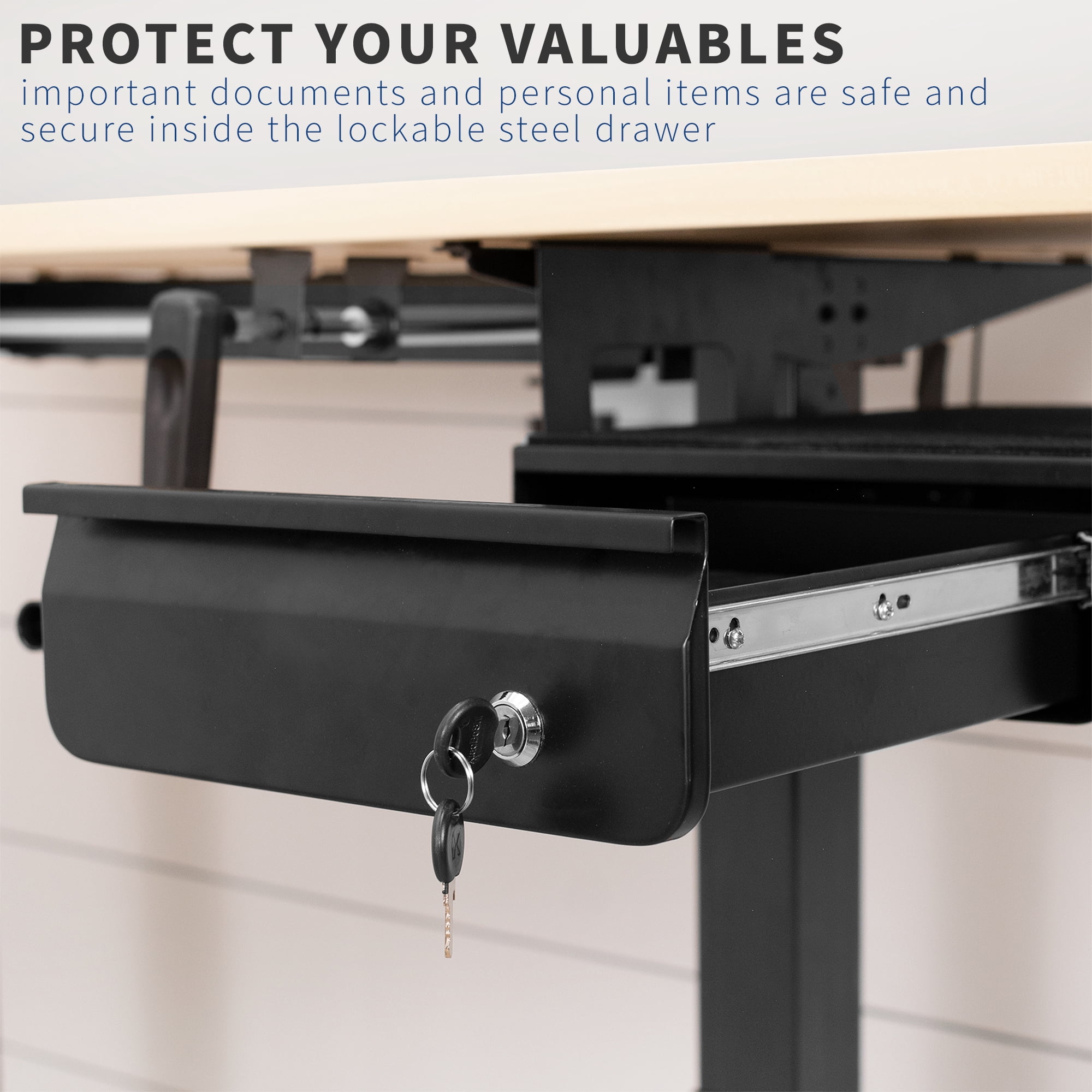 VIVO Black Lockable Pull Out Under Desk Storage Drawer, Workspace Organizer
