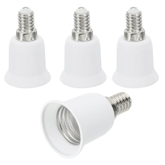 Uxcell Copper Plastic 39 x 65 mm E14 to E26 E27 Light Socket Adapter 4Pcs Lamp Holder Convert Screw Base White