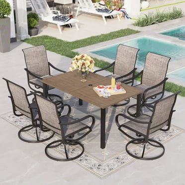 Sophia & William 7-Piece Outdoor Patio Dining Set Textilene Chairs and Rectangle Table Set for 6