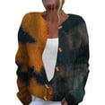 thumbnail image 2 of Domuza Women's Halloween Cardigan Sweaters Spooky Funny Graphics Long Sleeve Knitted Sweaters Fall Winter Lightweight Casual Button Down Clothes Saffron 5XL, 2 of 5
