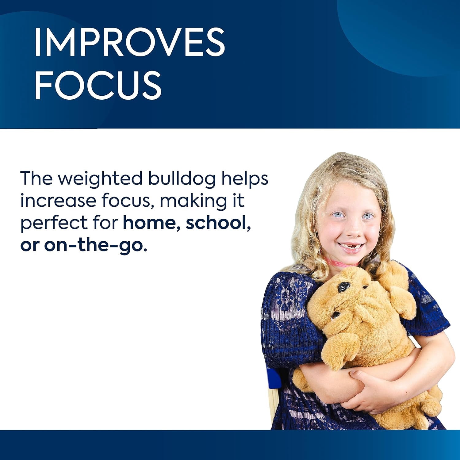 Bouncyband Happy Hugs Sensory Weighted Plush Bulldog