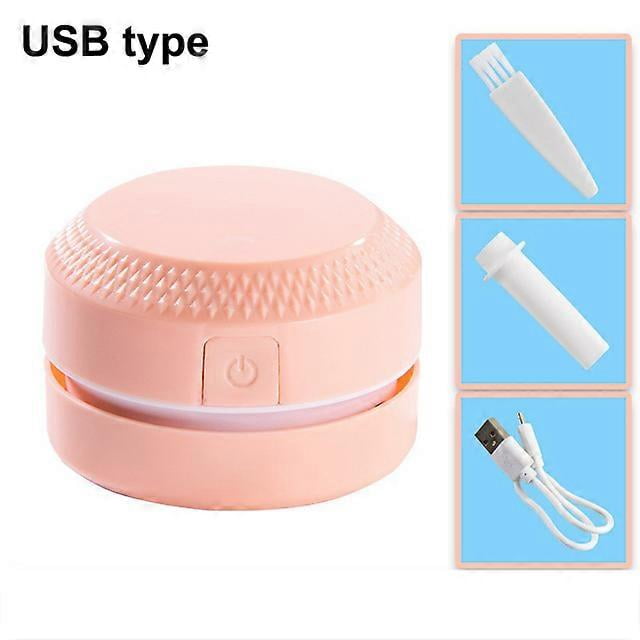 Aspiradora de escritorio, miniaspiradora eléctrica, limpiador de teclado de escritorio, batería recargable por USB, pequeños aparatos de limpieza de papel, rosa