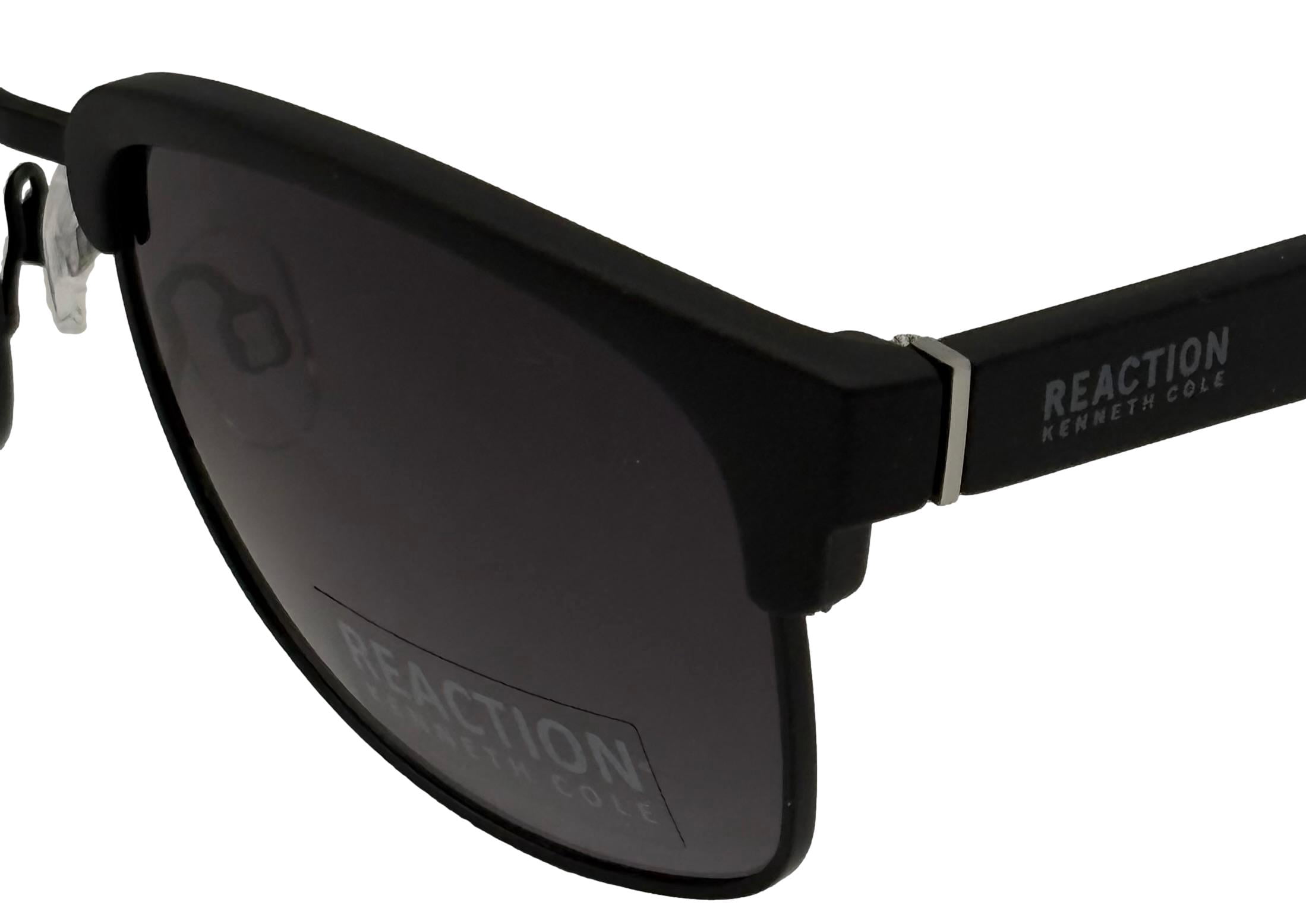Kenneth Cole Reaction Matte Black Mens Square Plastic Sunglass, KC1433. 2B