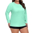 thumbnail image 2 of Women's UPF 50+ Long Sleeve Rash Guard with Crew Neck and Raglan Sleeves Featuring Moisture Wicking Fabric for Swimming Surfing Hiking Fishing and Daily Casual Wear Mint Green XXXXXL, 2 of 5