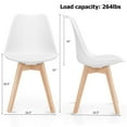 thumbnail image 4 of Costway Set of 4 Dining Chair Mid Century Modern Shell PU Seat w/ Wood Leg-White, 4 of 11