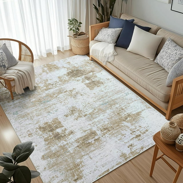 Modern Abstract Area Rugs for Living Room x Non Slip Machine Washable Rug Lightweight Low Pile Floor Carpet for Bedroom Dining Room Nursery Home Office Entryway Rugs Grey