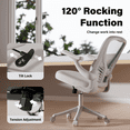 thumbnail image 3 of Solfway White Mesh Office Chair, Ergonomic Desk Chair with Adjustable Lumbar Support, 3D Flip-up Arms, Wheels, Rocking Function, 3 of 7