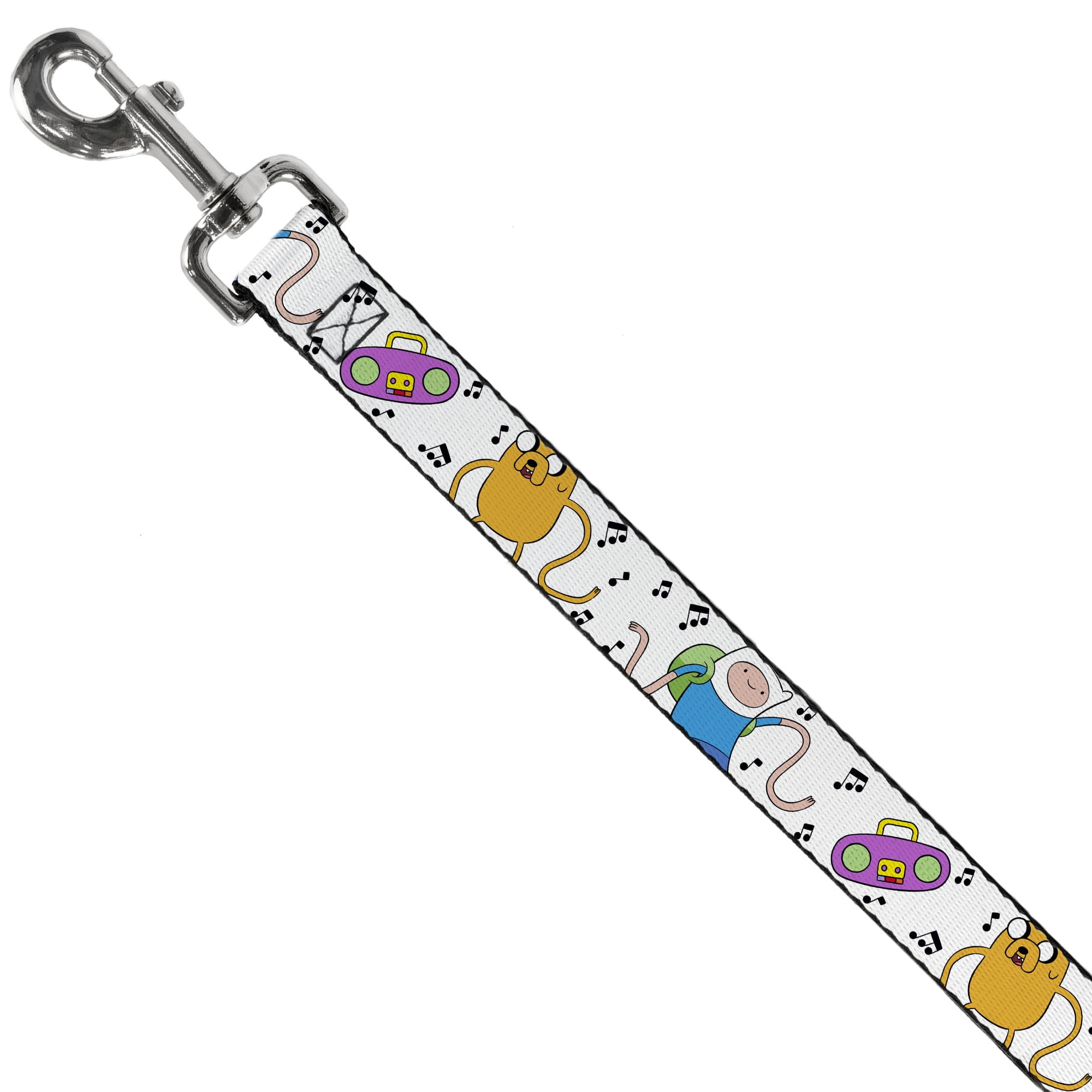 Cartoon Network Pet Leash, Dog Leash, Adventure Time Finn and Jake Long Arms Dancing Pose White, 6 Feet Long 1.0 Inch Wide