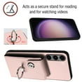 thumbnail image 6 of Wallet Case Compatible for Samsung Galaxy S22 with Card Holder, Rotation Finger Ring Kickstand Card Slots Case, Classic PU Leather Shockproof Magnetic Button Cover for Galaxy S22, Pink, 6 of 8