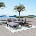thumbnail image 2 of Glavbiku Modern 6 Seater Patio Sectional Sofa Set with Square Coffee Table Set for Garden, Beige, 2 of 14