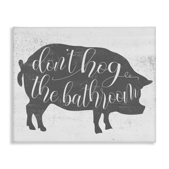 Stupell Industries Cottage Don't Hog the Bathroom Farmhouse Canvas Art, 20 x 16, by Lil' Rue