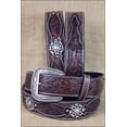 thumbnail image 3 of Ariat Western Belt Mens Leather Rowel Brown Oiled Rowdy A10004965, 3 of 5