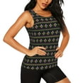 thumbnail image 2 of Xecao Mardi Gras Fleur de Lis print women's scoop neck, loose-fit workout tank tops for the gym., 2 of 9