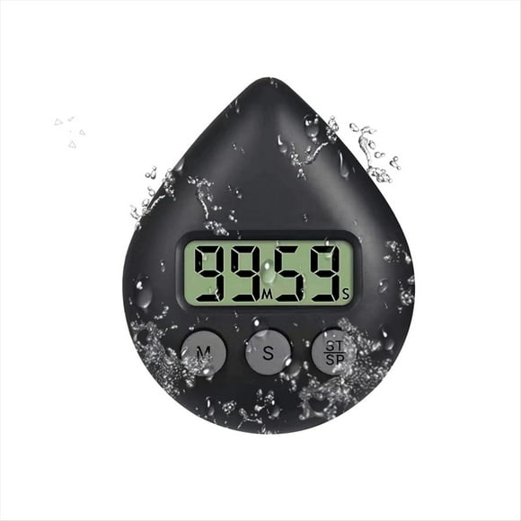 Silent Non-Ticking Battery Operated Shower Timer, Waterproof Digital Timer, Small Size Cute Timer Black,1 * timer,Black