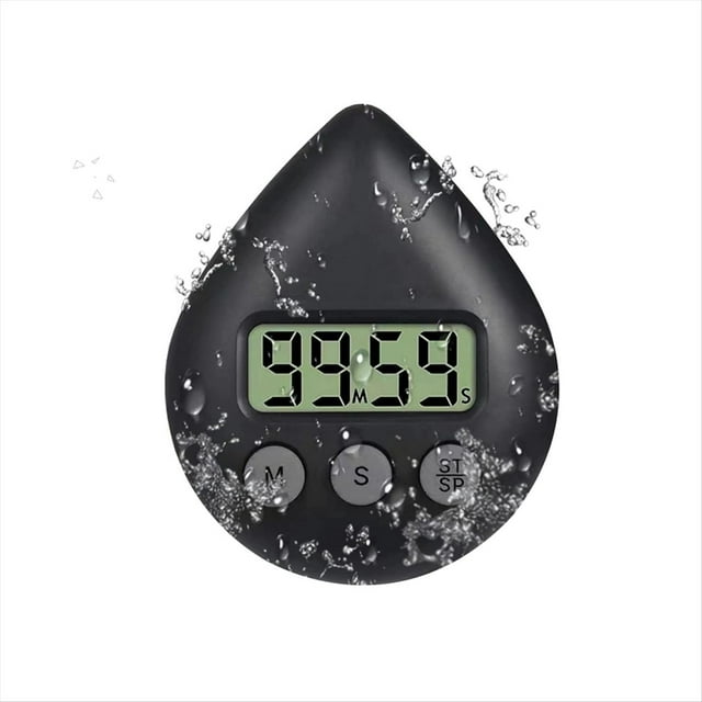 Silent Non-Ticking Battery Operated Shower Timer, Waterproof Digital Timer, Small Size Cute Timer Black,1 * timer,Black