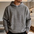 thumbnail image 2 of Mens Knitted Hoodies Oversized Long Sleeve Pullover with Kangaroo Pockets Texture Work Hooded Sweatshirts Big and Tall White,XXL, 2 of 6