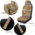 thumbnail image 6 of Xixirimido Car Seat Cover Set of 5 Pieces Front Seat Covers with Matching Seat Belt and Center Console Covers PU Leather Fits Most Vehicles, Ethnic Tribal Leopard Brown, 6 of 8
