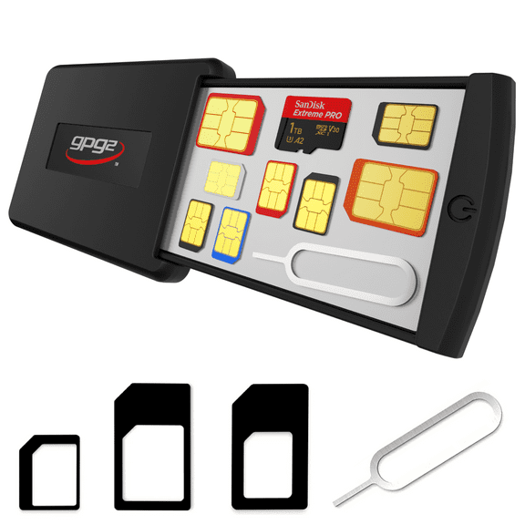 Mobile Safe Case - Sim Card Holder Case - Safe Travel for All Your SIM Cards, Micro SD Cards, and Mobile Tools. Sim Card Converter Kit Included