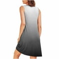 thumbnail image 3 of Sleepwear Dress New Women Gradient Print Nightgowns with Pockets Sleep Shirts Sleeveless Sleepwear Pleated Front Nightshirt White L, 3 of 7